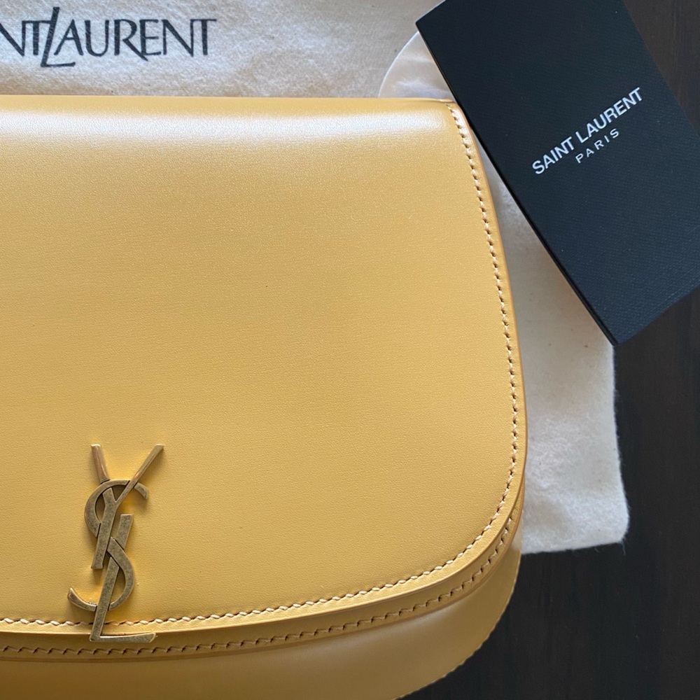 SAINT LAURENT Mustard Yellow Leather Crossbody Bag - Picture 10 of 16
